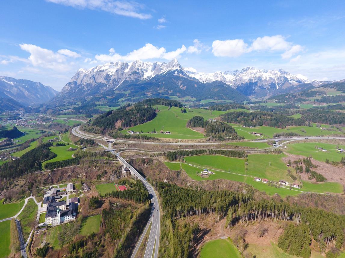 Austrian motorway through the Alps